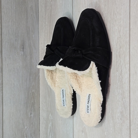 Steve Madden Chart Leather Upper Insulated Black Clog Mule Slippers Shoes 8.5 - Picture 2 of 10